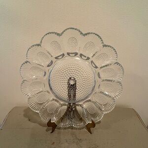 VTG Indiana Glass Hobnail Clear Glass Deviled Egg Dish